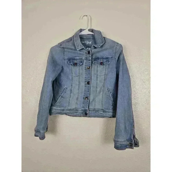 Cat And Jack Light Blue Long Sleeve Button Up Chest Pockets Denim Jacket - Picture 1 of 7
